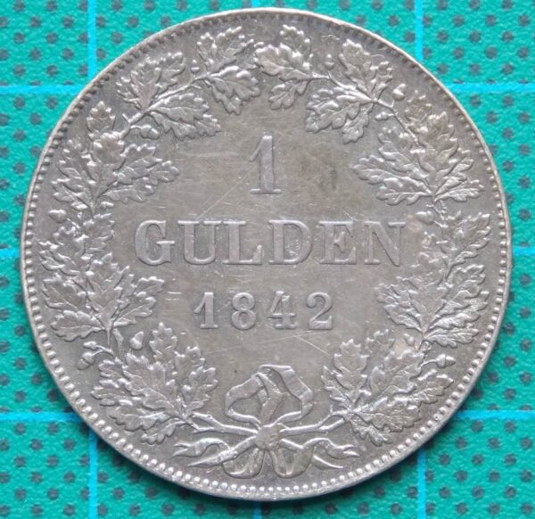 1842 Hessen Ludwig II Grossherzog Ein Gulden Silver Coin