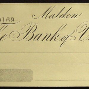 1860's - Rare Bank of Victoria Cheque - Maldon Victoria