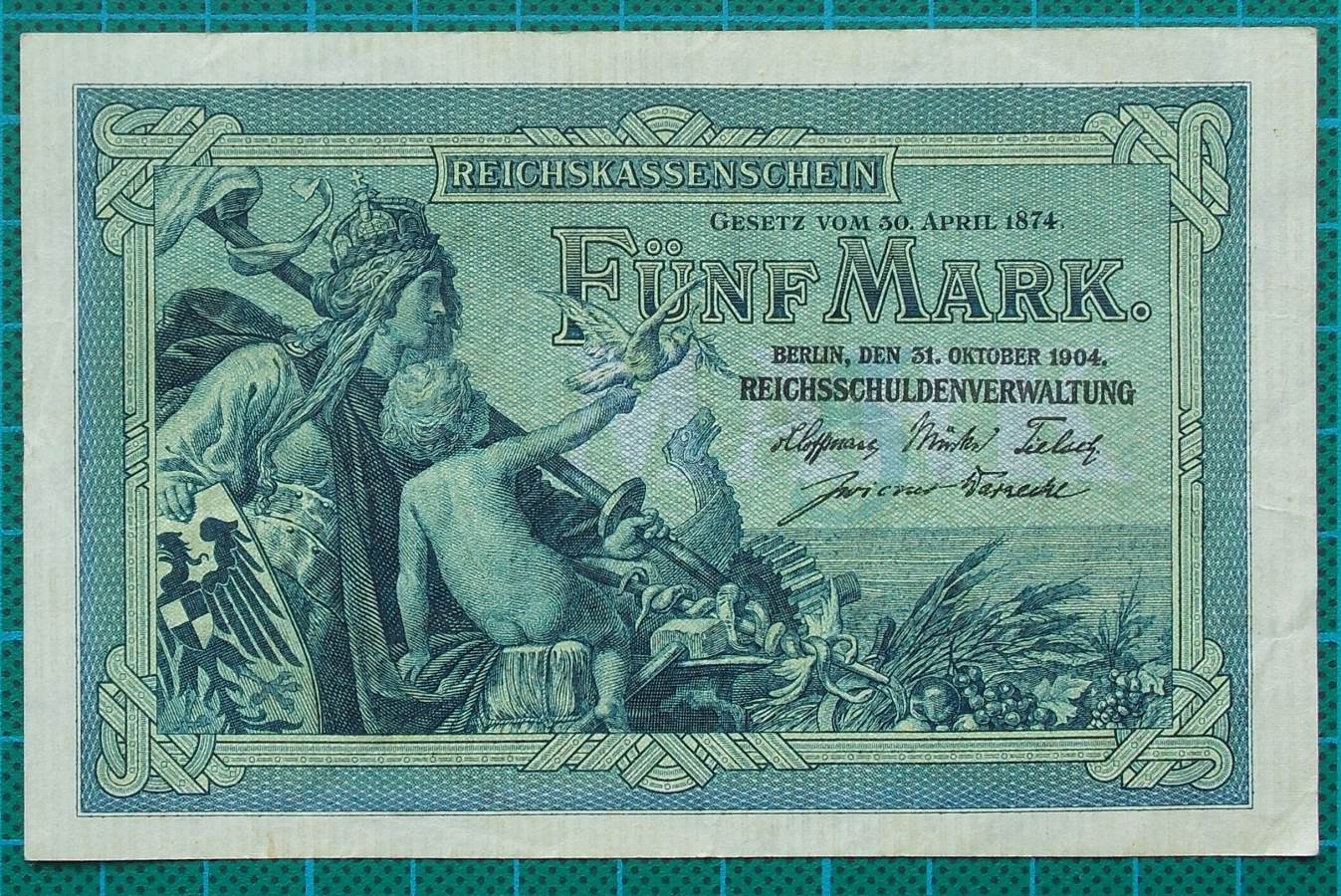 1904 REICHSKASSENSCHEIN FUNF MARK