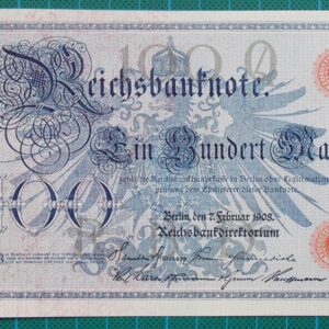 1908 REICHSBANKNOTE 100 MARK 0698810N