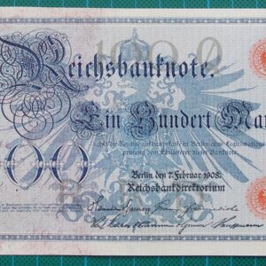 1908 REICHSBANKNOTE 100 MARK 0698811N