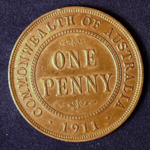 1911 Australia One Penny - King George V - B