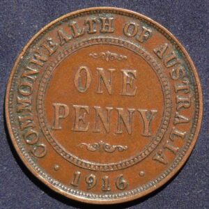 1916 Australia One Penny - King George V - B