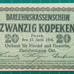 1916 DARLEHNSKASSENSCHEIN 20 KOPEKEN