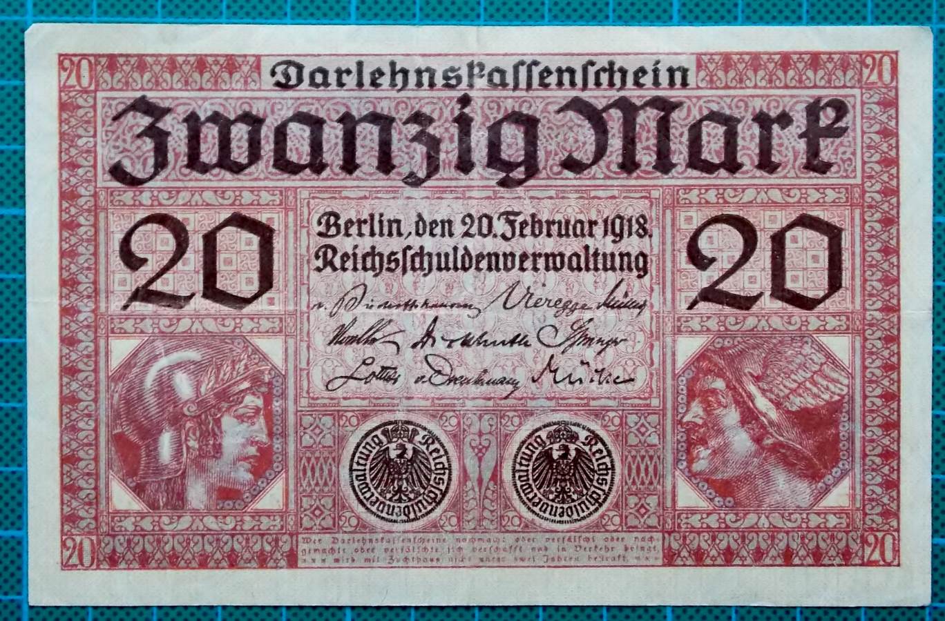 1918 DARLEHNSKASSENSCHEIN ZWANZIG MARK F1643486