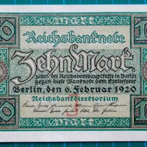 1920 REICHSBANK NOTE 10 MARK W0596864
