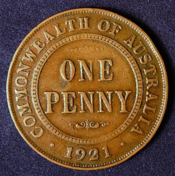 1921 Australia One Penny - King George V - B