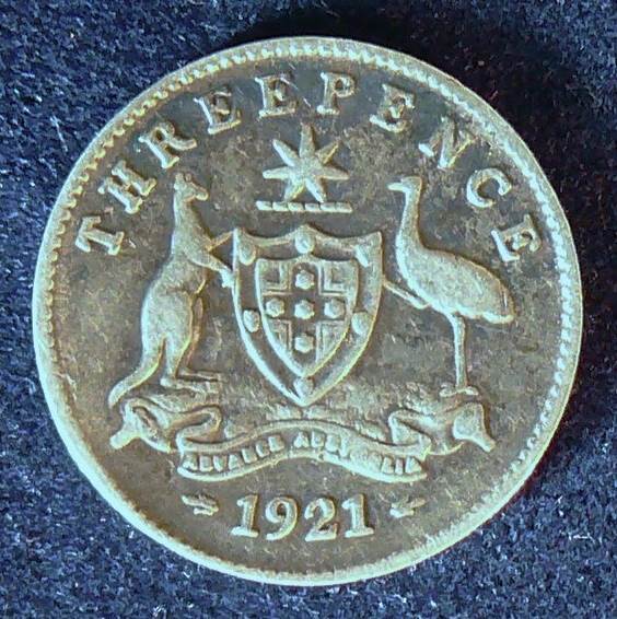 1926  Australian  King George  V  Threepence $$$ good value save dollars 