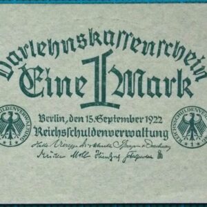 1922 DARLEHNSKASSENSCHEIN EIN MARK
