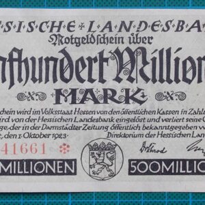 1923 HESSISCHE LANDESBANK 500 MILLION MARK