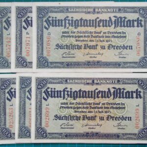 1923 SACHSEN 50,000 MARK EMERGENCY MONEY NOTGELD SET