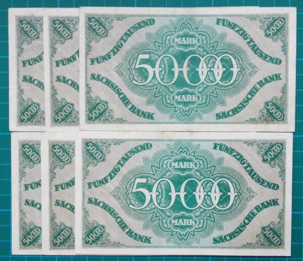 1923 SACHSEN 50,000 MARK EMERGENCY MONEY NOTGELD SET
