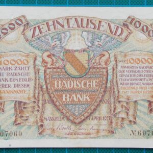 1923 BADISCHE BANK 10000 MARK 607060