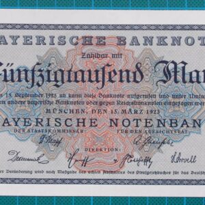 1923 BAYERISCHE BANKNOTE 50,000 MARK A463434