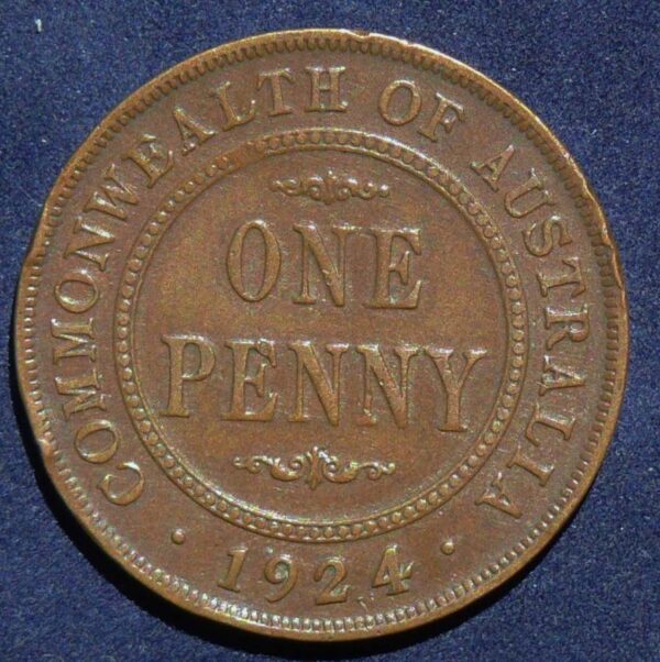 1924 Australia One Penny - King George V - B