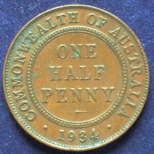 1934 Australia Half Penny - King George V