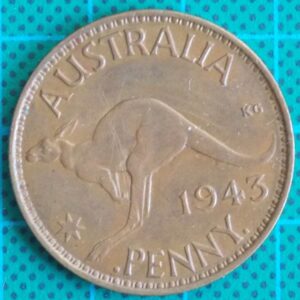 1943 Australia One Penny - King George VI - Die Error