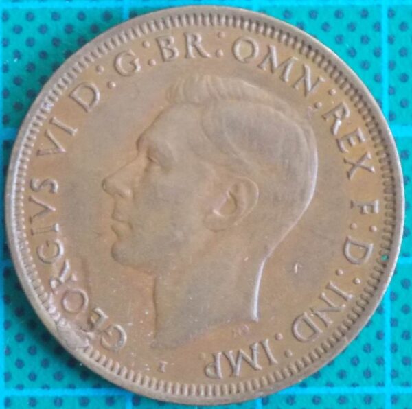 1943 Australia One Penny - King George VI - Die Error