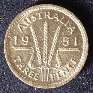 1951 Australia Threepence - King George VI -B