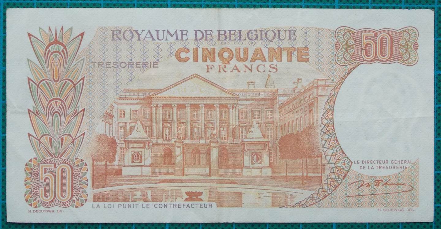 1966 Belgium 50 Francs Banknote 074250522