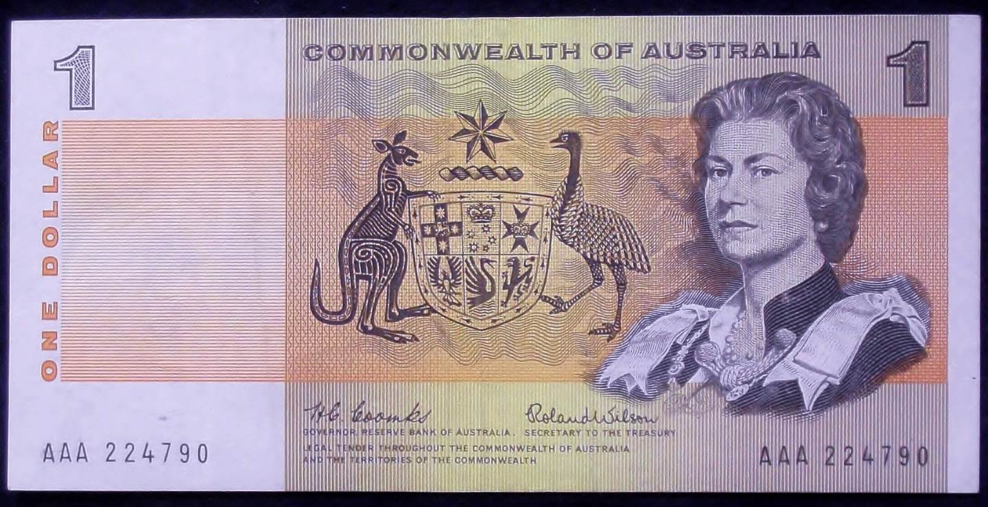 1966 Australia One Dollar Note - - First Prefix