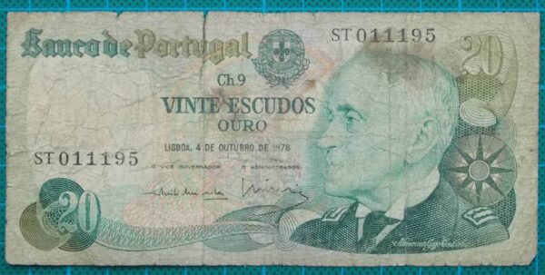 1978 Portugal 20 Escudos Banknote ST011195