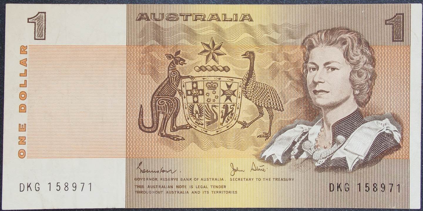 Australian Decimal Paper $1 Note Circulated Condition Ungraded Johnston Stone 