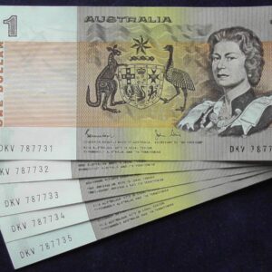 1982 Australia One Dollar Note X 5 - DKV   D