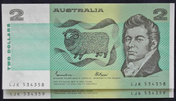 1985 Australia Two Dollars x 2 - LJK