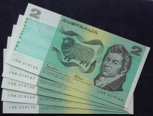 1985 Australia Two Dollars x 5 - LHB