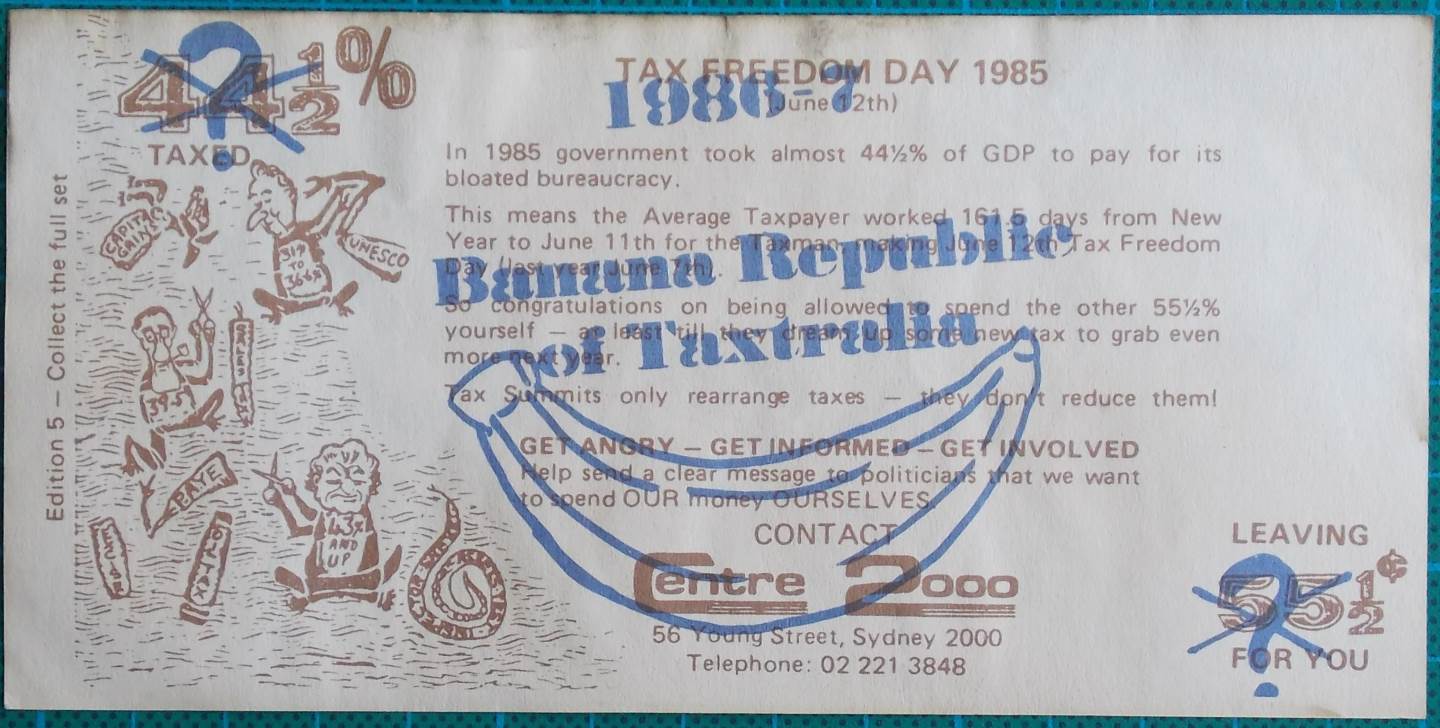 1985 Australian Bob Hawke Taxtralia Dollar Note