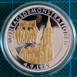 1989 MONDAY UPRISING LEIPZIG SILVER GOLD MEDALLION