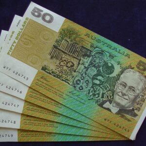 1993 Australia Fifty Dollars Consecutive Run of 5 Notes - WYF