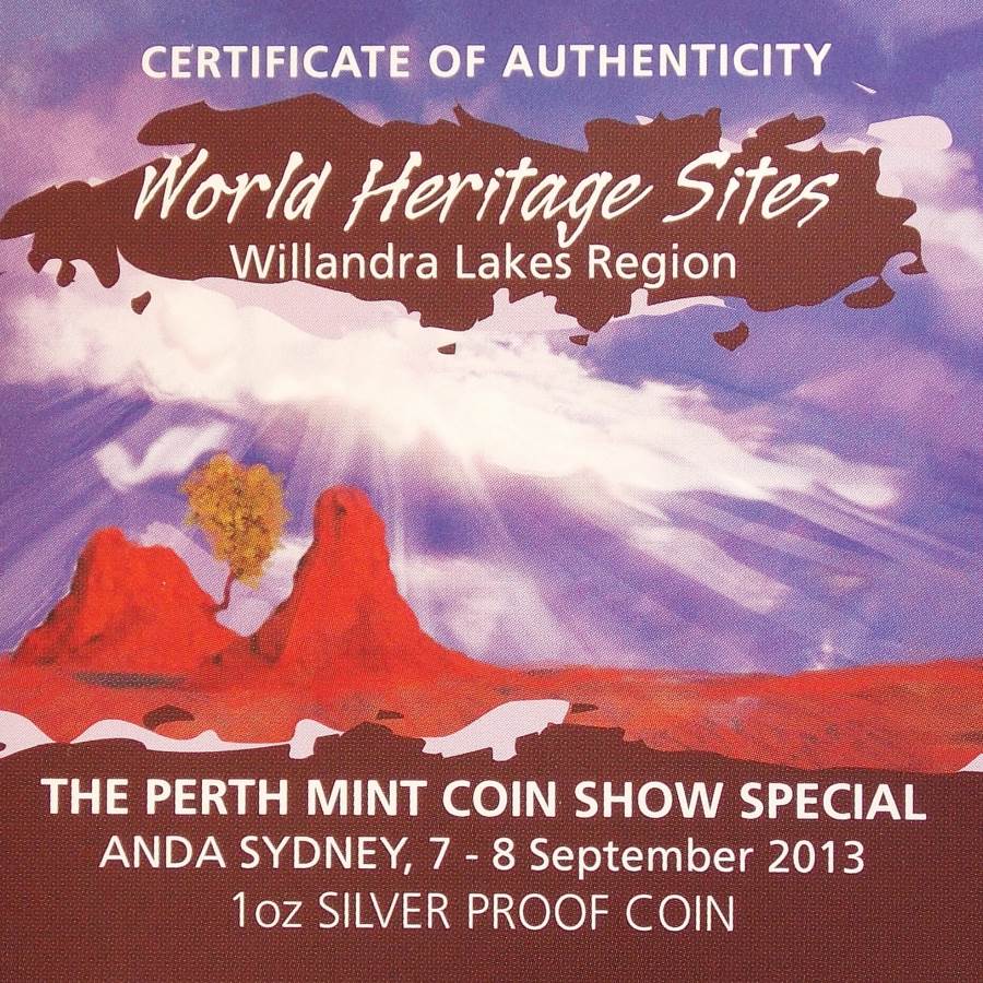 2013 World Heritage Sites - Willandra Lakes Region 1oz Silver Coin