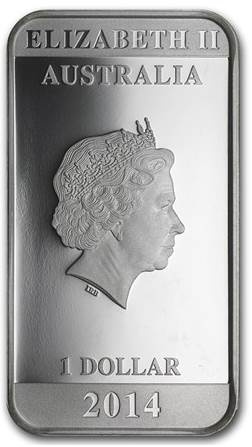 2014 Australia Vintage Travel Poster Kangaroo 1oz Silver Proof Rectangle Coin