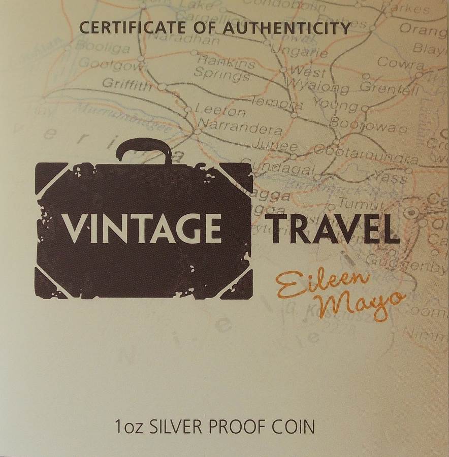 2014 Australia Vintage Travel Poster Kangaroo 1oz Silver Proof Rectangle Coin