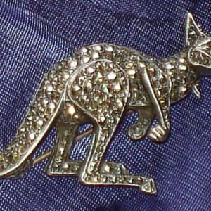 3D Art Deco Silver Marcasite Kangaroo Brooch circa 1940