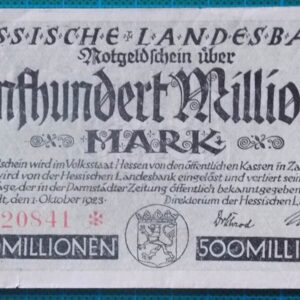 1923 HESSISCHE LANDESBANK 500 MILLION MARK A620841