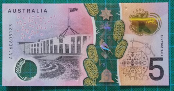 2016 Australia Five Dollars Next Generation First Prefix AA16 -2