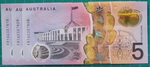 2016 Australia Five Dollars Next Generation Banknote EB16x3