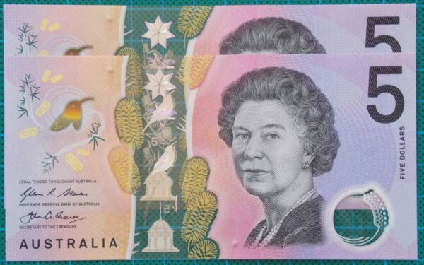 2016 Australia Five Dollars Next Generation First and Last Prefix AA-EJ -1