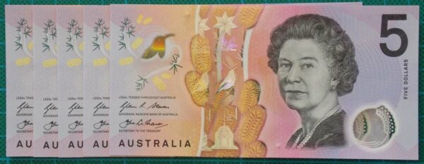 2016 Australia Five Dollars Next Generation First Prefix AA16 x 5 - 3