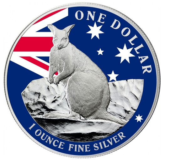 2012 Mareeba Rock Wallaby Silver 1 oz Proof Coin Colourised